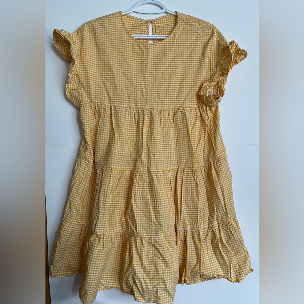 Yellow Gingham Ruffle Dress
